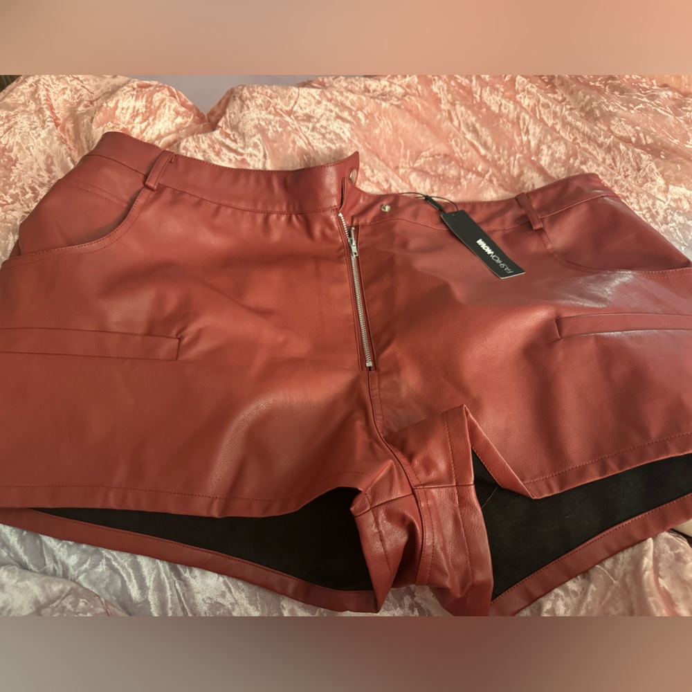 Fashion nova leather red shorts